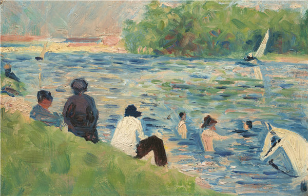 乔治·苏拉特（Georges Seurat）-泳客（“Asnières的婴儿”研究）油画