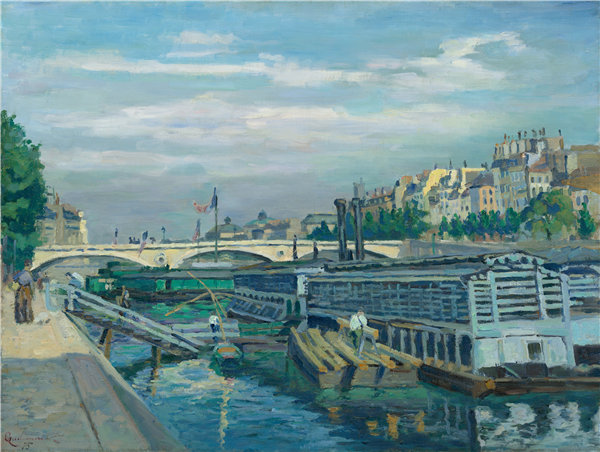 让·巴蒂斯特·阿曼德·纪尧姆(Jean Baptiste Armand Guillaumin)-路易·菲利普桥油画