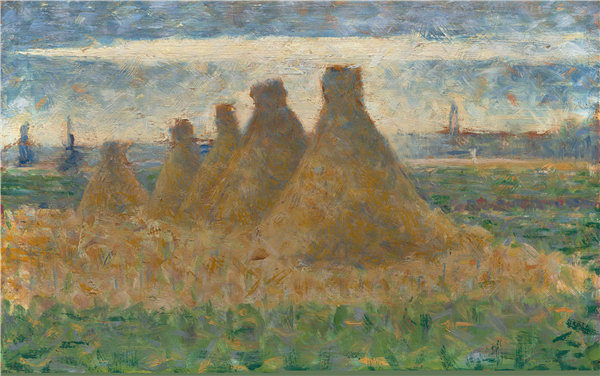 乔治·苏拉特（Georges Seurat）-干草堆 油画高清下载