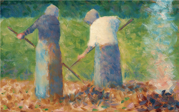 乔治·苏拉特（Georges Seurat）-Montfermeil的干草机油画