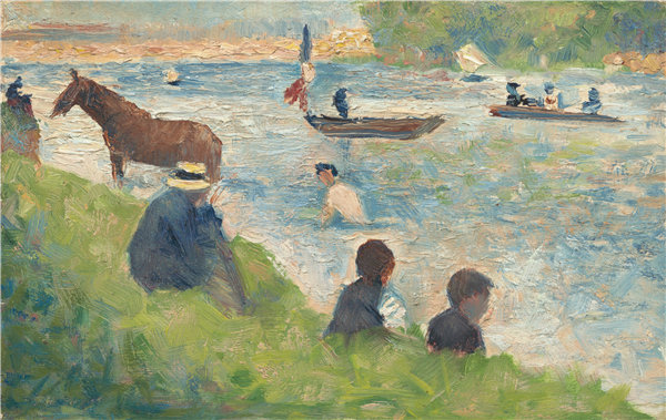 乔治·苏拉特（Georges Seurat）-马和船油画高清下载