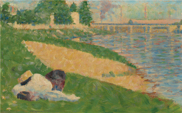 乔治·苏拉特（Georges Seurat）-塞纳河岸边的衣服油画