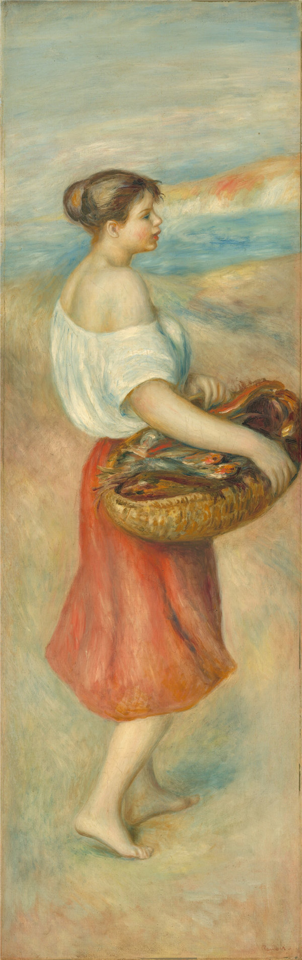 奥古斯特·雷诺阿（Auguste Renoir）-一篮子鱼的女孩油画