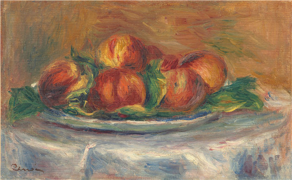 奥古斯特·雷诺阿（Auguste Renoir）-盘子里的桃子油画