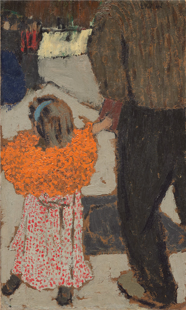 爱德华·维亚尔(Edouard Vuillard)-孩子穿着一条红色的围巾油画