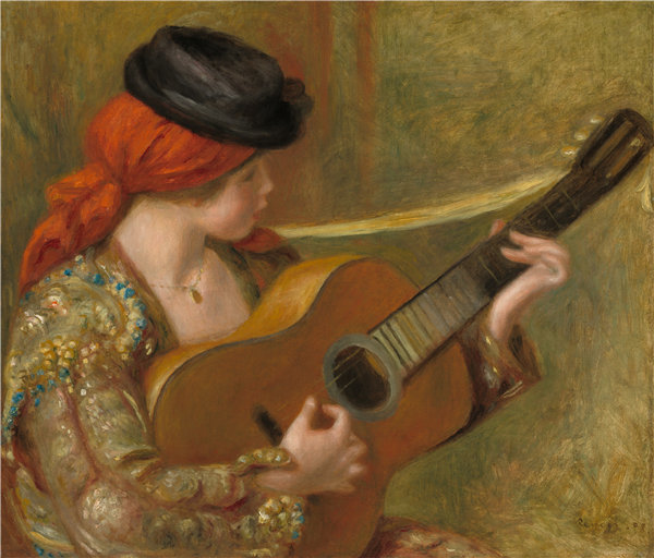 奥古斯特·雷诺阿（Auguste Renoir）-西班牙年轻女子带着吉他油画