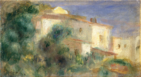 奥古斯特·雷诺阿（Auguste Renoir）-卡涅地区的邮政大厦高清油画下载