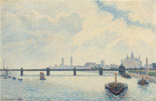 卡米尔·毕沙罗（Camille Pissarro）-伦敦查令十字桥油画