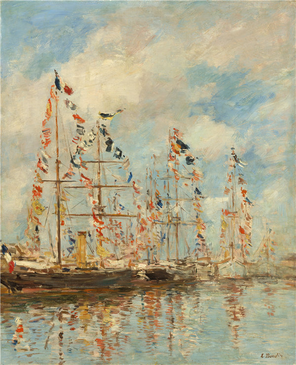 欧仁·布丁（EugèneBoudin）-特劳维尔-多维尔游艇场.油画