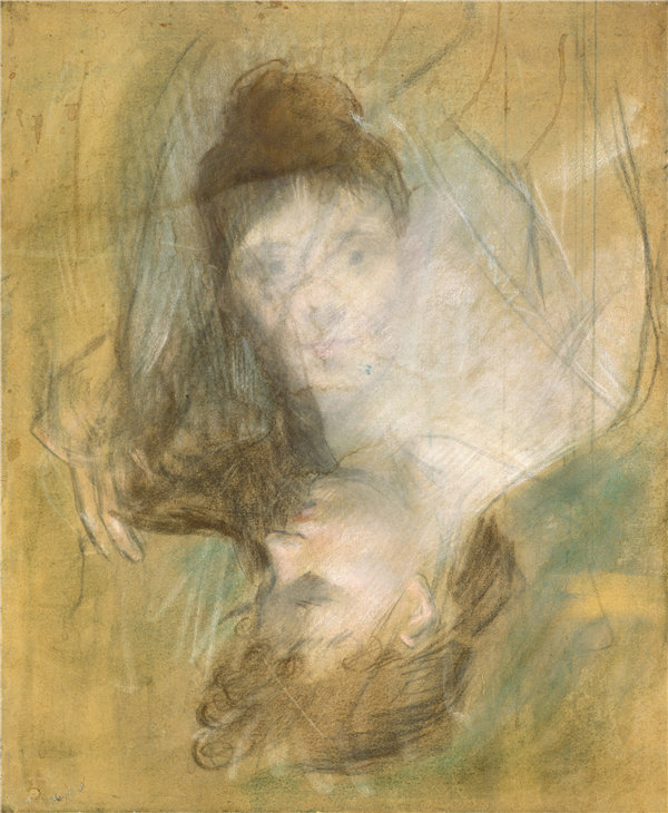 让·路易·福兰（Jean-Louis Forain）-一个女人的剪影油画
