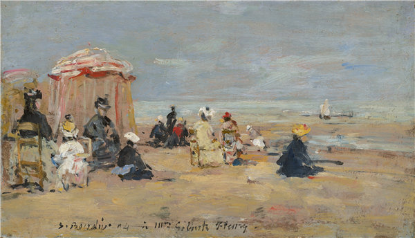欧仁·布丁（EugèneBoudin）-在沙滩上油画