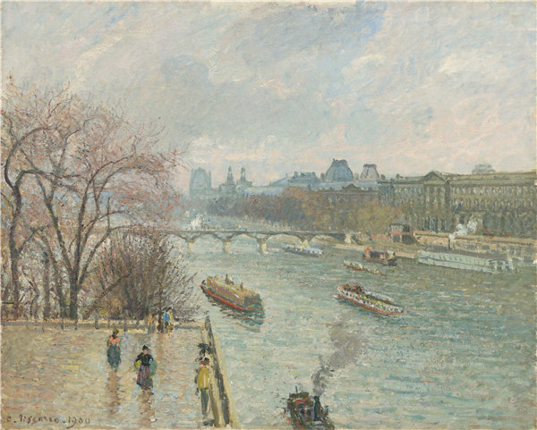 卡米尔·毕沙罗(Camille Pissarro)-罗浮宫,下午,阴雨天气油画