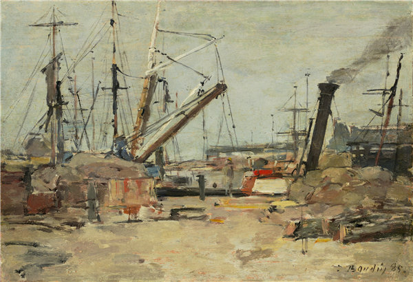 欧仁·布丁（EugèneBoudin）-拖网渔船油画