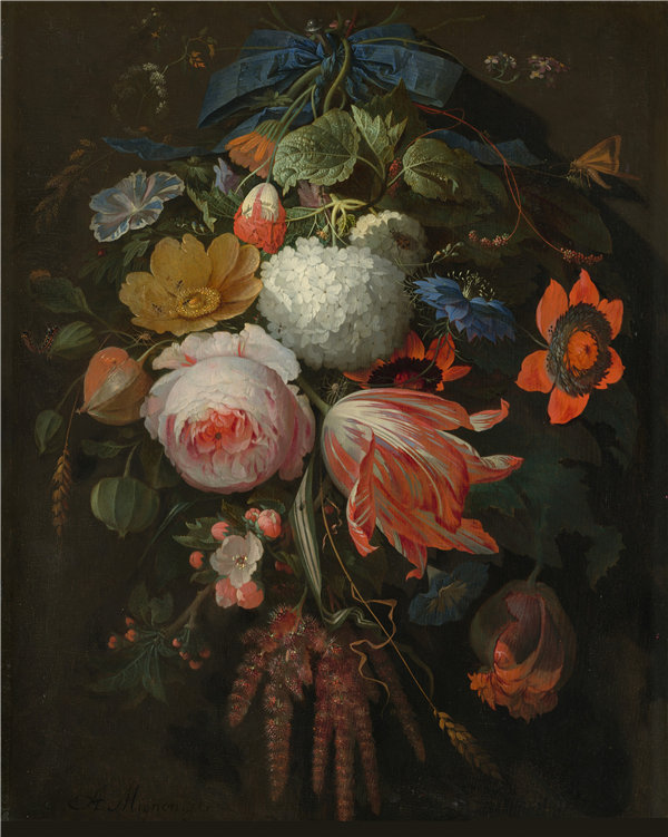 亚伯拉罕·米尼翁（Abraham Mignon）-一束鲜花油画
