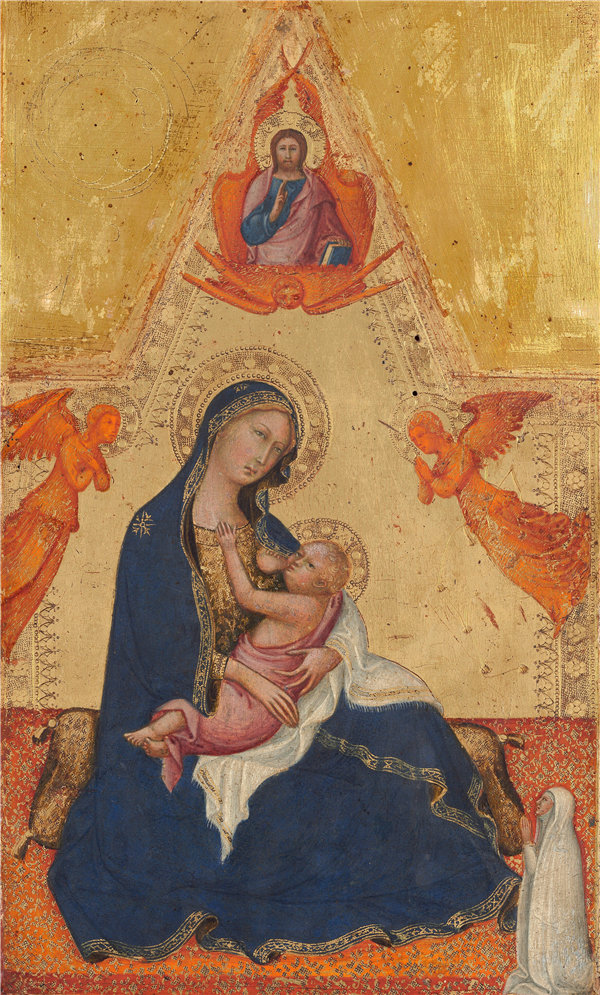 安德里亚·迪·巴托洛（Andrea di Bartolo）-谦卑的麦当娜，祝福的基督油画作品