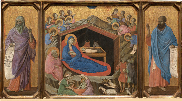 布尼塞纳（Duccio di Buoninsegna）-与先知以赛亚和以西结的耶稣降油画