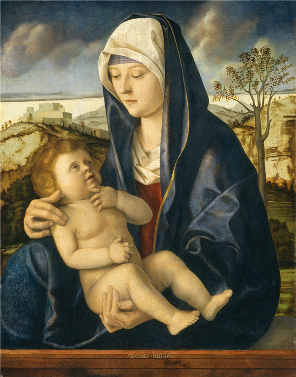 乔凡尼·贝里尼（Giovanni Bellini）工作室-麦当娜和风景中的孩子作品下载
