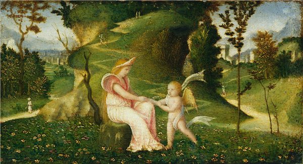 Giorgione圈子-金星和丘比特在风景中作品下载