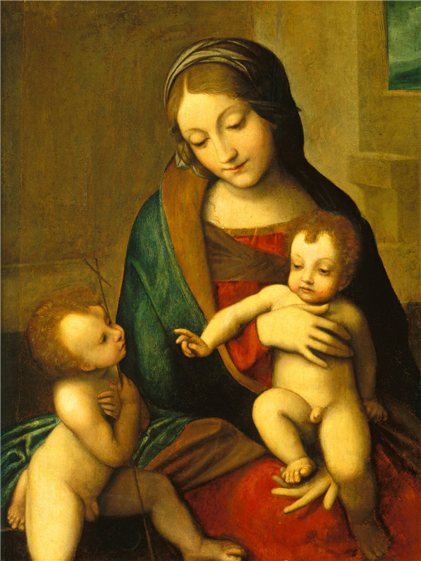 在科雷焦之后（Correggio）-麦当娜和儿童与婴儿圣约翰作品下载