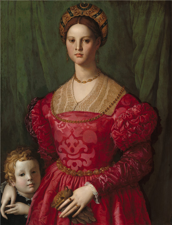阿格诺洛·布龙齐诺（Agnolo Bronzino）-一个年轻女子和她的小男孩作品下载