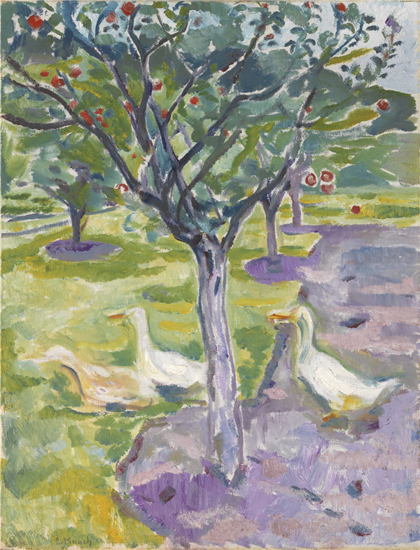 爱德华·蒙克（Edvard Munch）-果园里的鹅作品下载