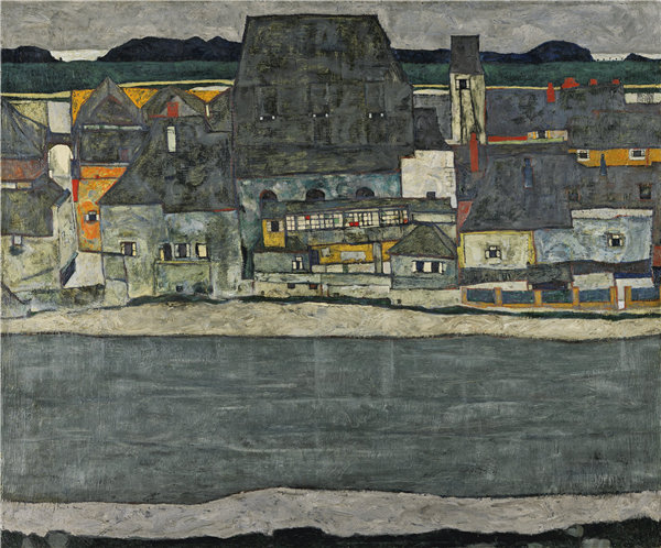 埃贡·席勒（Egon Schiele）-河上的房屋（旧城区）作品下载
