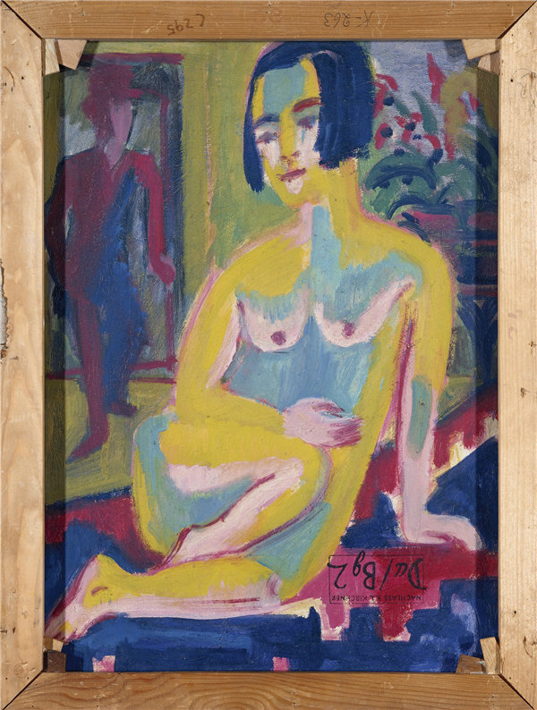 恩斯特·路德维希·基希纳（Ernst Ludwig Kirchner）腿部弯曲坐姿裸体 1921年-1923年作品