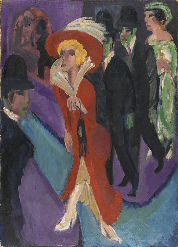 恩斯特·路德维希·基希纳(Ernst Ludwig Kirchner)-街与红色的街头霸王 1914-1925年.作品