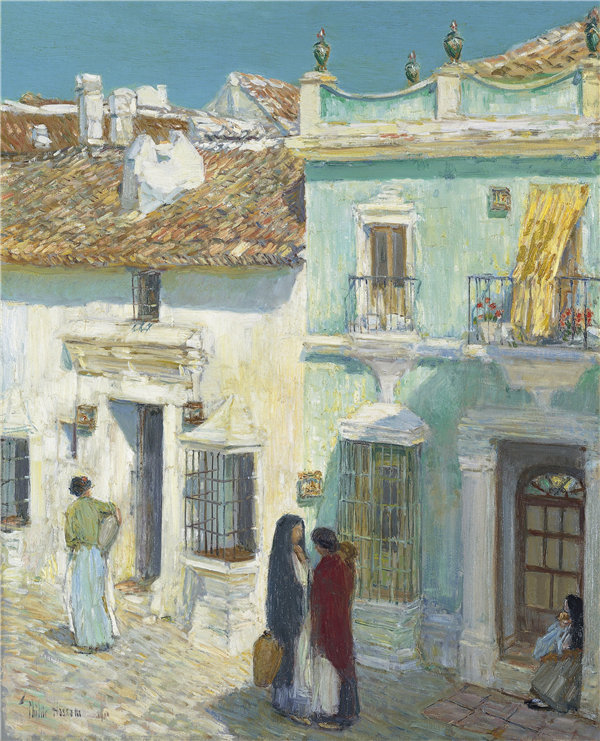 柴尔德·哈萨姆（Childe Hassam）-朗达默塞德广场 1910年西班牙作品