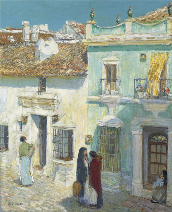 柴尔德·哈萨姆(Childe Hassam)-朗达默塞德广场 1910年西班牙作品