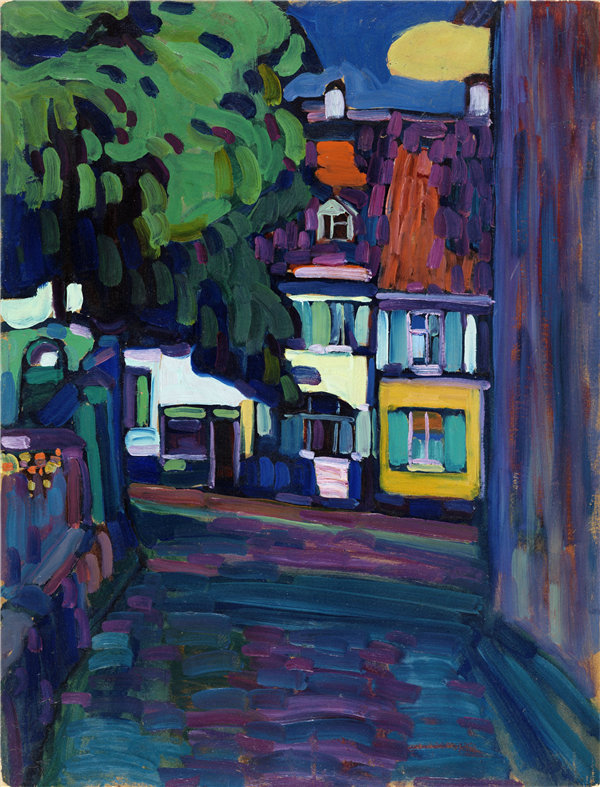 瓦西里·康定斯基（Wassily Kandinsky）-默瑙：奥伯马克特的房子 1908年作品