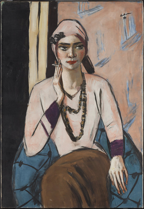 马克斯·贝克曼（Max Beckmann）-粉色套头衫的Quappi 1932-1934年作品