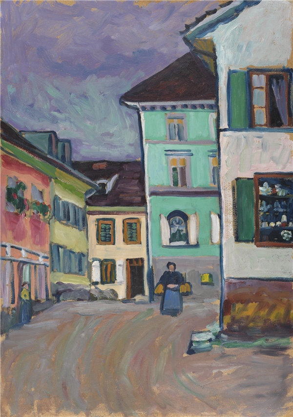 瓦西里·康定斯基（Wassily Kandinsky）-穆尔瑙：约翰尼斯大街的顶部 1908年作品