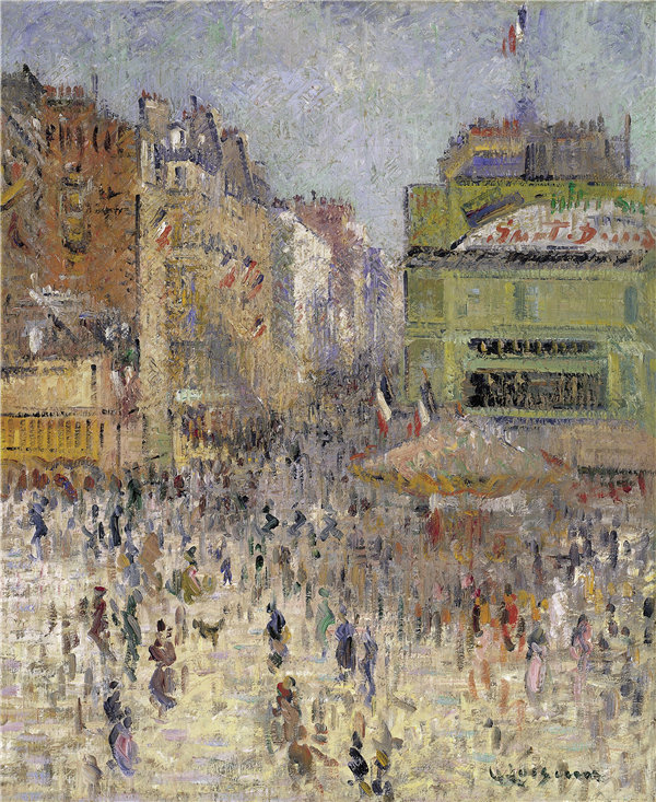 古斯塔夫·洛索（Gustave Loiseau）-7月14日，巴黎Rue Clignancourt 1925年.zp 