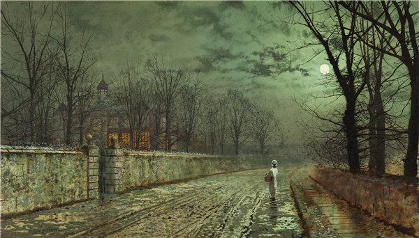 约翰·阿特金森·格里姆肖（ Atkinson Grimshaw）-月夜 1880年作品高清下载