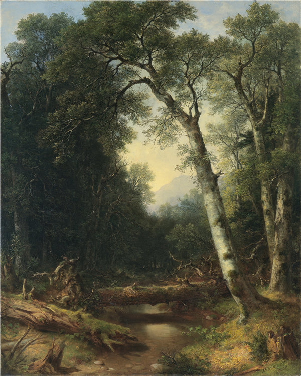 阿舍·布朗·杜兰德（Asher B.Durand）-树林中的小溪 1865年作品下载