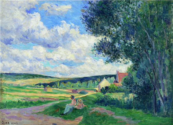 马克西米利安·卢斯（Maximilien Luce）-约讷（Yonne），通往Vermenton的道路 1906年.作品