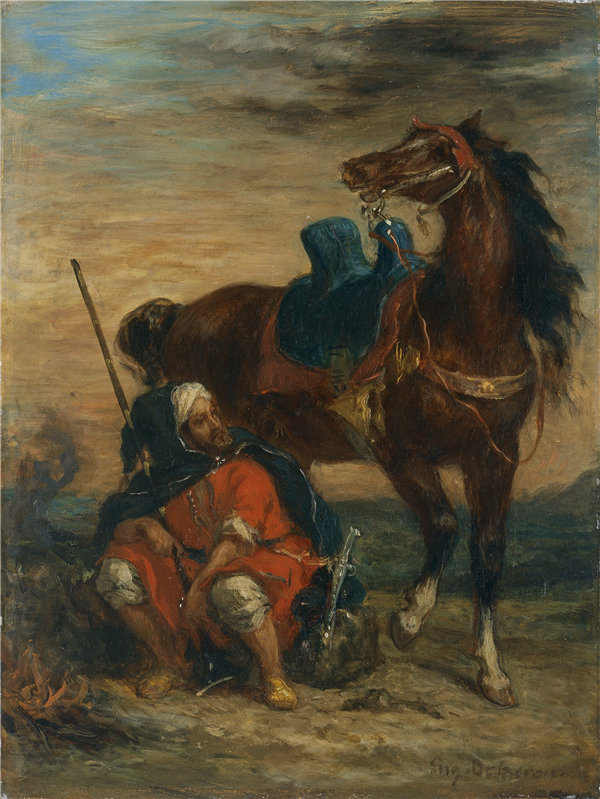 欧仁·德拉克鲁瓦（Eugène Delacroix）-阿拉伯骑士 1854年作品下载