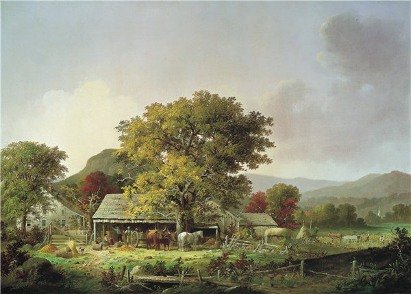 乔治·亨利·杜里（George Henry Durrie）-在新英格兰的秋天，苹果酒制作 1863年作品
