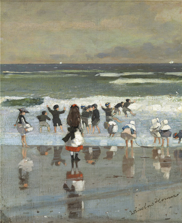 温斯洛·荷马（Winslow Homer）-海滩场景 1869年作品下载