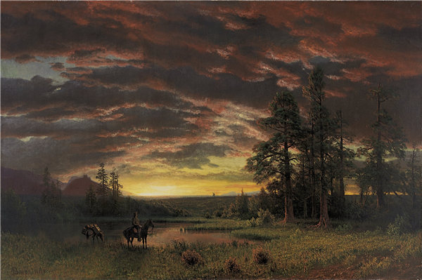 阿尔伯特·比尔施塔特（Albert Bierstadt-大草原上的晚上 1870年作品下载