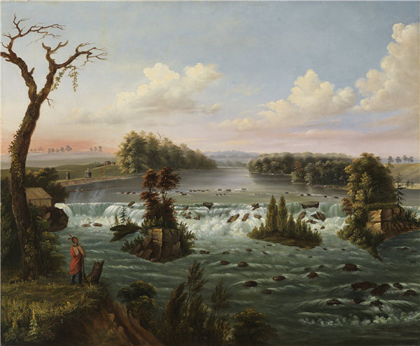 亨利·刘易斯（Henry Lewis）-上密西西比州圣安东尼瀑布-1847年油画