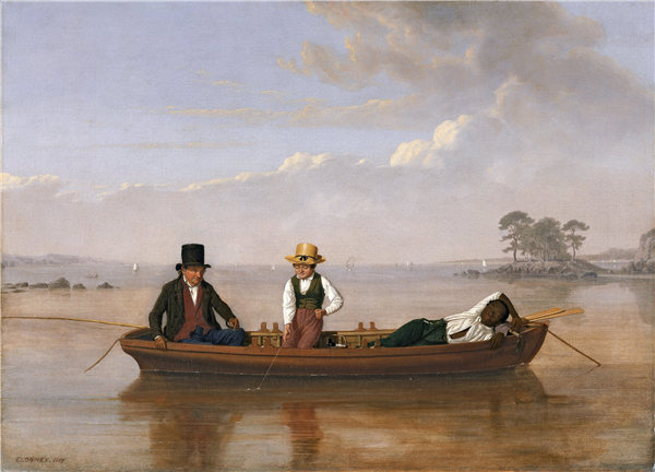 詹姆斯·古德温·克朗尼（James Goodwyn Clonney）-新罗谢尔长岛海湾钓鱼派对 1847年作品高清