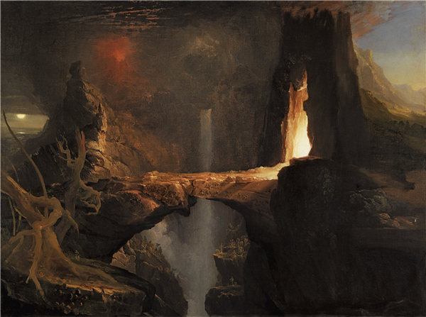 托马斯·科尔(Thomas Cole)-开除。月亮和火光 1828年作品下载
