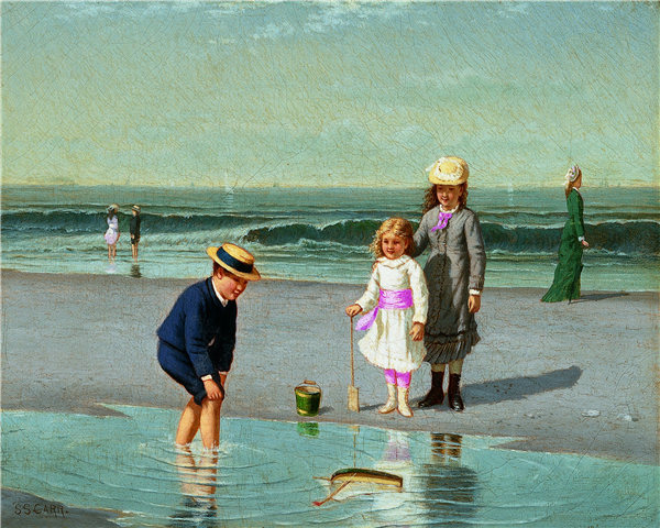 塞缪尔·卡尔（Samuel S. Carr）-海滩上的孩子 1879年-1881年作品下载