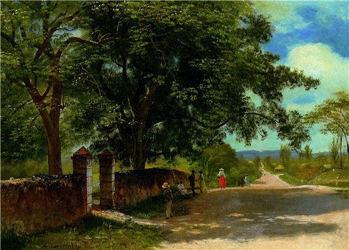阿尔伯特·比尔施塔特（Albert Bierstadt）-拿骚街 1877年-1880年油画高清