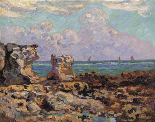 让·巴蒂斯特·阿曼德·纪尧姆(Jean Baptiste Armand Guillaumin)-Saint-Palais-la-Pierrière。低潮 1893年油画高清