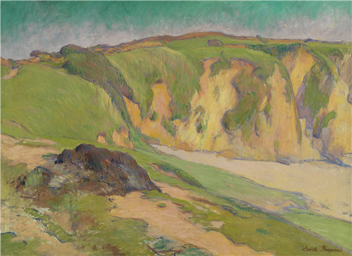 埃米尔·伯纳德（Emile Bernard）-Le Pouldu的悬崖 1887年油画高清下载