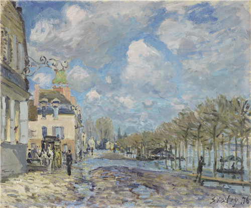 阿尔弗雷德·西斯利(Alfred Sisley)-马里港的洪水 1876年油画高清下载