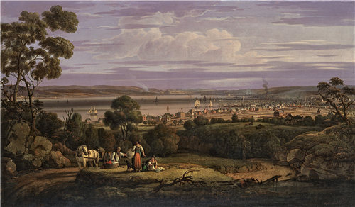 罗伯特·萨蒙（Robert Salmon）-格林诺克，苏格兰的视图 1816年油画高清